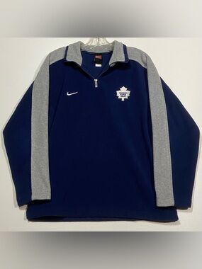 Y2K Nike Toronto Maple Leafs Navy Fleece Quarter-Zip Pullover